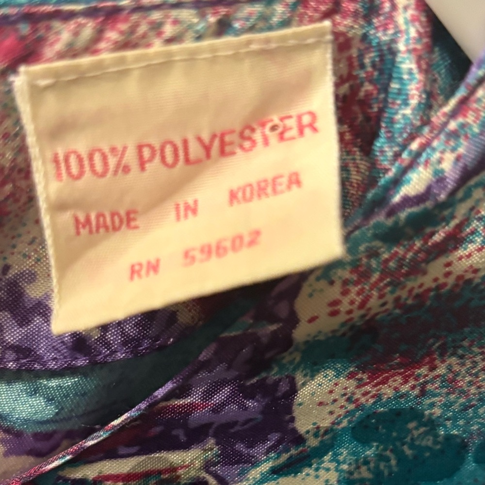 Vintage 80s Librarian Silky Artsy Sz M 8 Blouse Grannycore Shoulder Pads - Picture 5 of 5